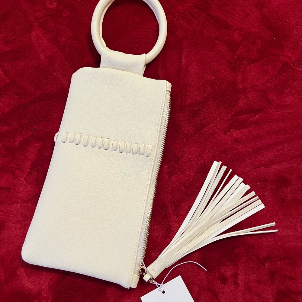 NWT Chic Cream Wristlet with Tassel